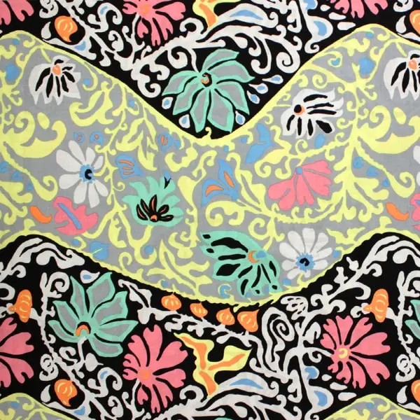 Tela de algodón Kaffe Fassett Bali Contrast con flores y hojas de 110cm - Vista general