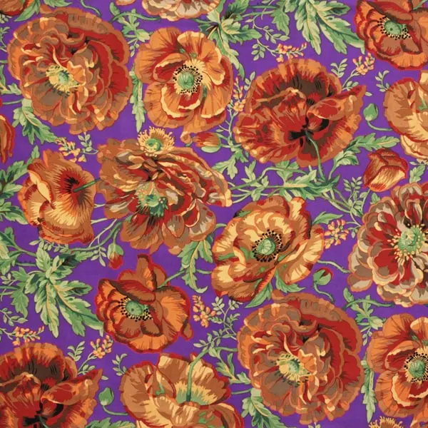 Algodón patchwork Kaffe Fassett Dorothy Brown con flores en tonos marrones de 110cm - Vista general