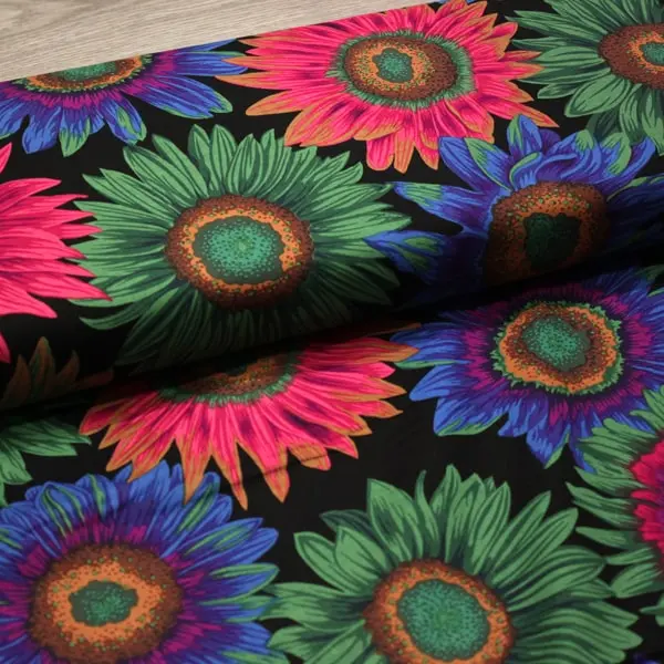 Estampado de hojas y flores en tela algodón Kaffe Fassett Van Gogh Dark de 110cm - Vista del lomo enrollado