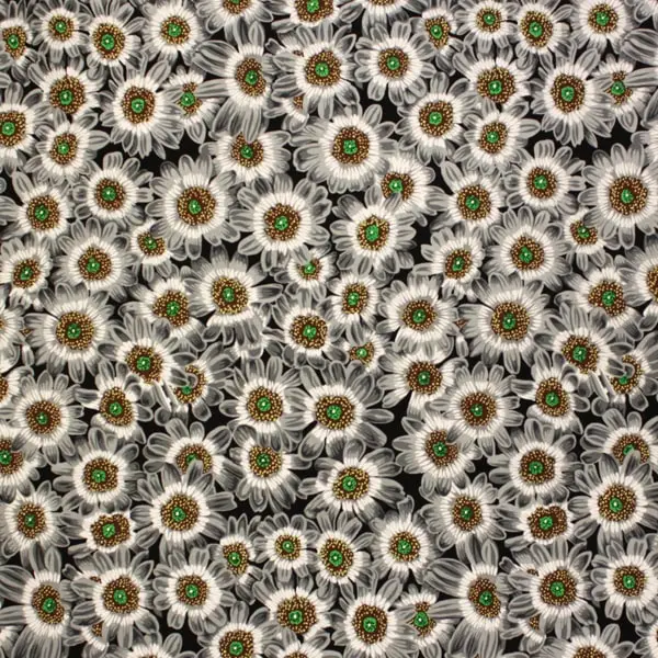 Algodón patchwork Kaffe Fassett Lucy Grey con flores y hojas en tonos grises de 110cm - Vista general