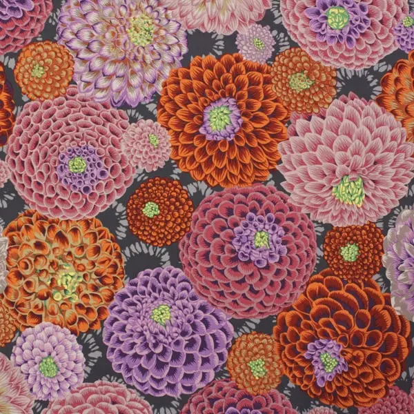 Tejido de algodón Kaffe Fassett Flora Antiq con flores sobre fondo beige de 110cm - Vista general