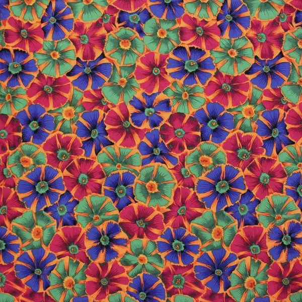 Tela de algodón Kaffe Fassett Pinwheels Autum diseño geométrico rojo y naranja de 110cm - Vista general