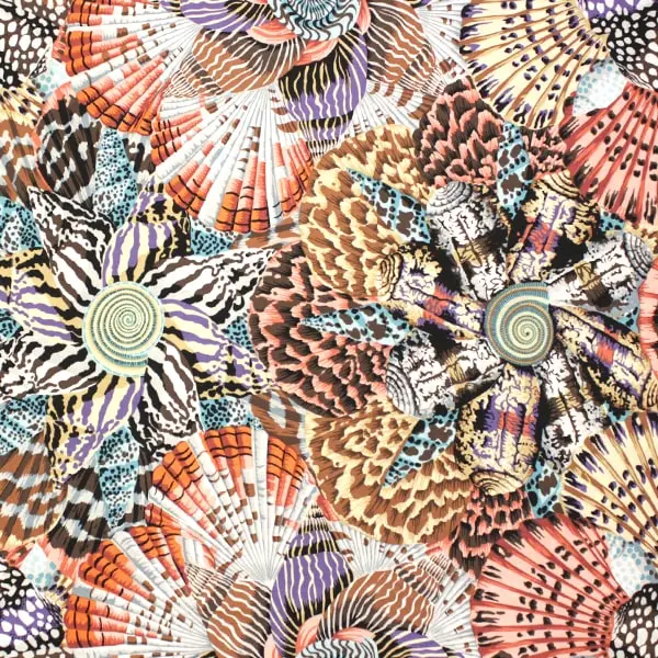Tejido de algodón Kaffe Fassett Sailor Valentine Contrast con mariposas coral de 110cm - Vista general