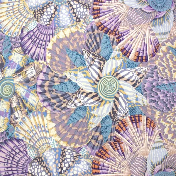 Estampado de mariposas y conchas en tela algodón Kaffe Fassett Sailor Valentine 110cm - Vista general