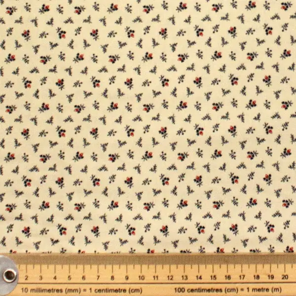 Floral Beige, Ramilletes de flores sobre beige de la colección Indigo & Madder de Paula Barnes — vista 2