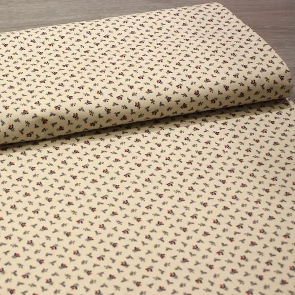 Floral Beige, Ramilletes de flores sobre beige de la colección Indigo & Madder de Paula Barnes — vista 3