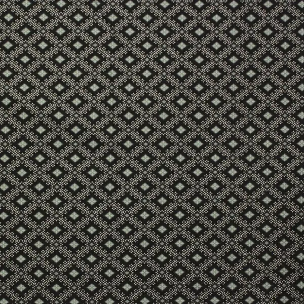 Petal Lace, Tela de Paula Barnes con fondo negro y dibujos geométricos en verde  — vista 1