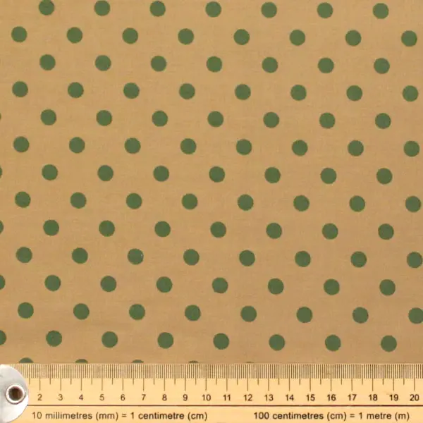 Topos Verdes, tela fondo beige con topos en color verde de Sheryl Johnson - Ref3130 — vista 2