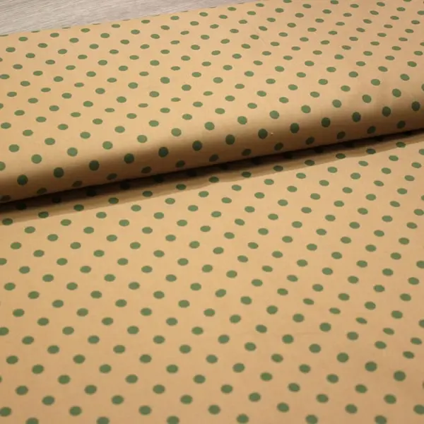 Topos Verdes, tela fondo beige con topos en color verde de Sheryl Johnson - Ref3130 — vista 3