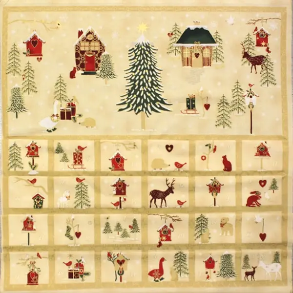 Casitas Doradas , Panel calendario de adviento con casitas en tonos dorados. Medida 60 x 110 cm — vista 2