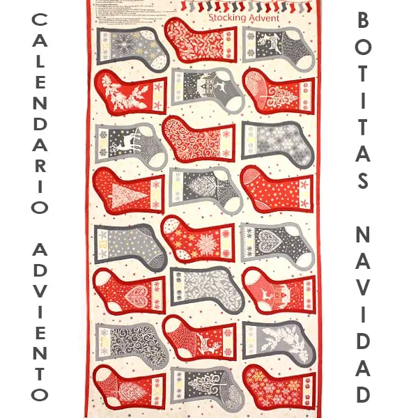 Stocking Adviento, Panel calendario de adviento botitas Nórdicas. Medida 60 x 110 cm — imagen 1