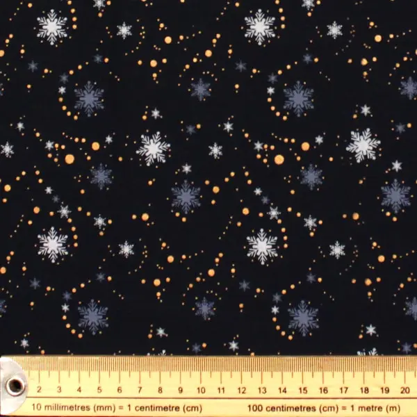 Marino Estrellas, Tela navideña azul marino y estrellas en azul y blanco con detalles en cobre — vista 2