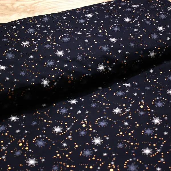 Marino Estrellas, Tela navideña azul marino y estrellas en azul y blanco con detalles en cobre — vista 3