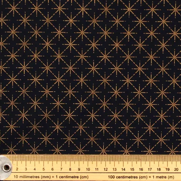 Marino Geometrica, Tela navideña con fondo azul marino y estrellas geometricas en color cobre — vista 2