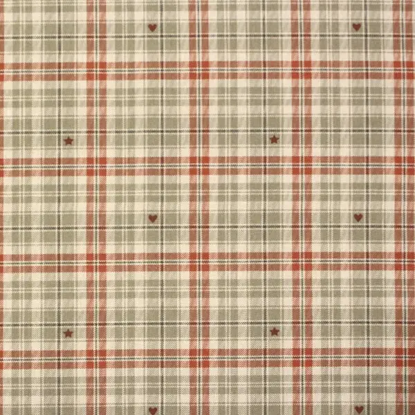 Beige Cuadros, Algodón grueso de fondo beige con cuadros en color caldera y verde — vista 1