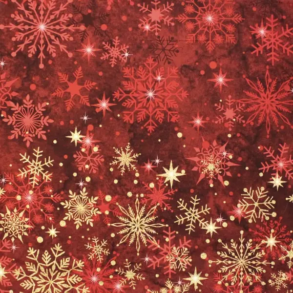 Christmas Joy 1, Tela de Deborah Edwards en tonos rojos y dorados -colección Christmas Joy — vista 1