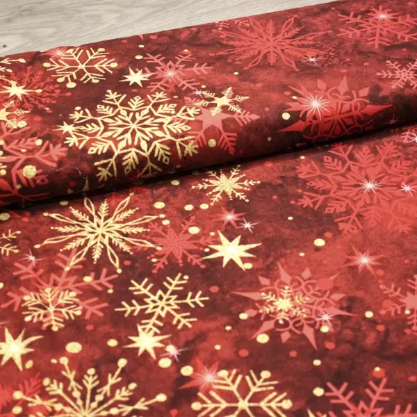 Christmas Joy 1, Tela de Deborah Edwards en tonos rojos y dorados -colección Christmas Joy — vista 3