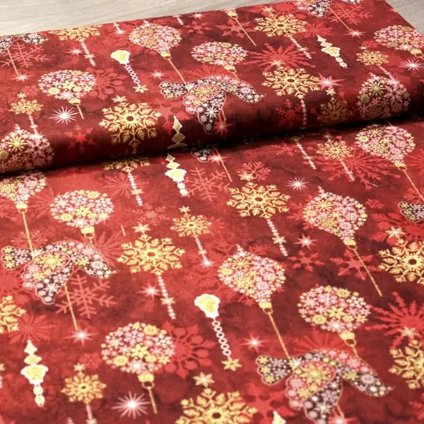 Christmas Joy 2, Tela de Deborah Edwards en tonos rojos y dorados -colección Christmas Joy — vista 3