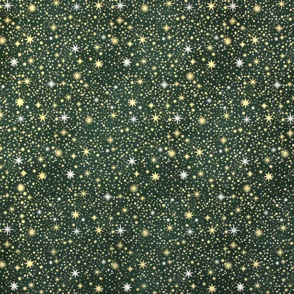 Celestial Verde, Tela de Makover colección Enchanted Celestial fondo verde con estrellas — vista 1