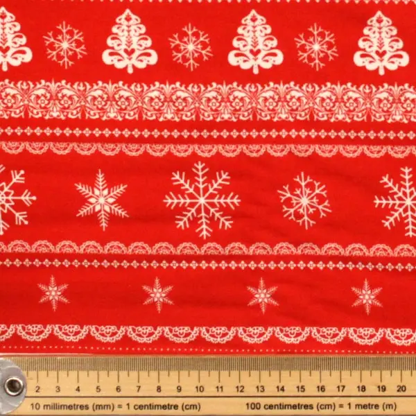 Cenefas Roja, Cenefas de motivos navideños en blanco sobre rojo by Lucie Crovatto — vista 2