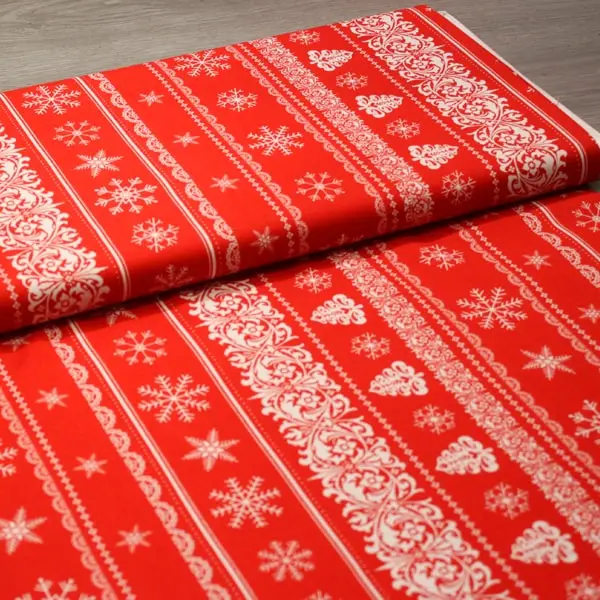Cenefas Roja, Cenefas de motivos navideños en blanco sobre rojo by Lucie Crovatto — vista 3