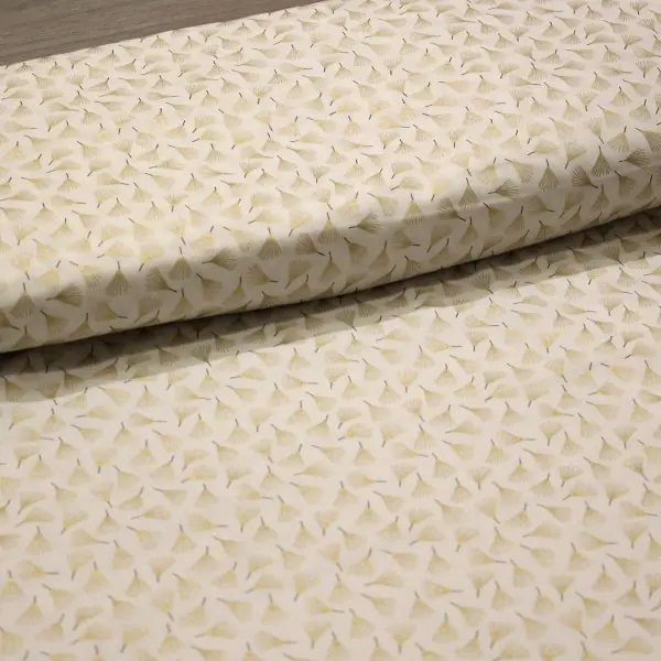 Plumas Doradas, Tela de Navidad fondo blanco estampada con plumas doradas — vista 3