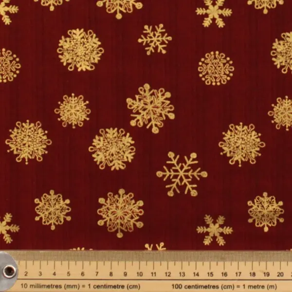 Granate Nieve, Tela granate con copos de nieve. Col. Magical Moments de Stoffabrics — vista 2