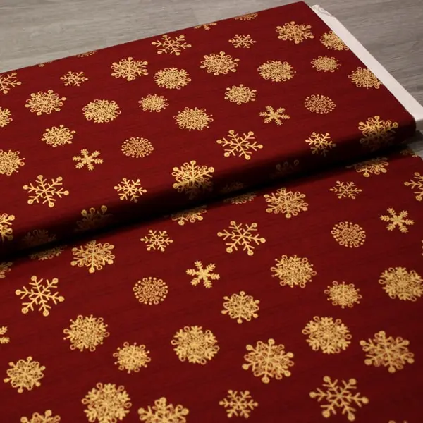 Granate Nieve, Tela granate con copos de nieve. Col. Magical Moments de Stoffabrics — vista 3