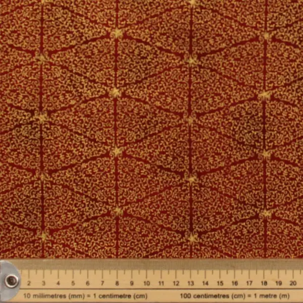 Granate Rombos, Tela granate con rombos dorados. Col. Magical Moments de Stoffabrics — vista 2