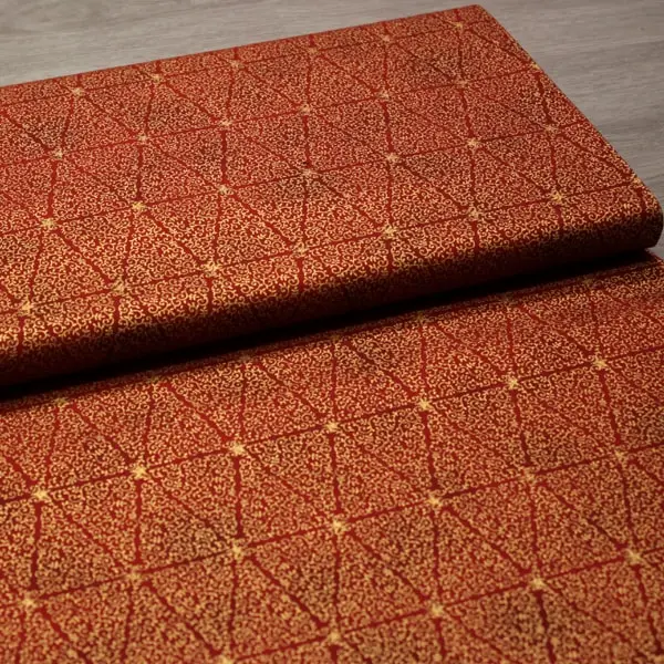 Granate Rombos, Tela granate con rombos dorados. Col. Magical Moments de Stoffabrics — vista 3