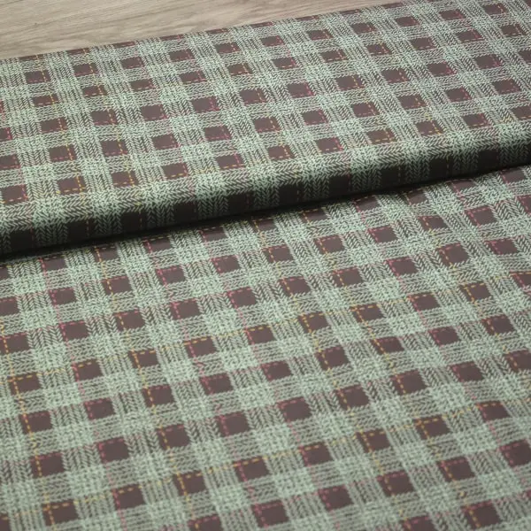 Forest Plaid, Tela de Rachel Hauer de cuadros con fondo marrón PWRH023-col. Forest Floor — vista 3