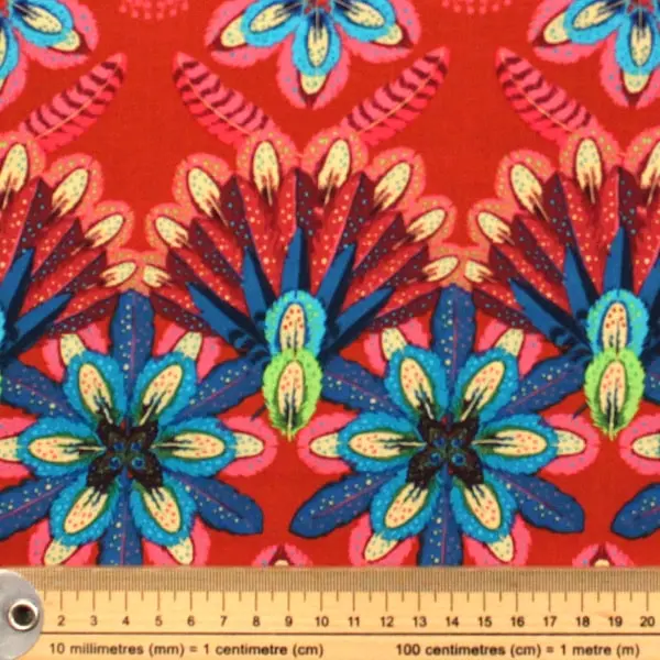 Magic Plumettes, Tela de Odile Bailloeul - colección Magicountry - Ref PWOB050 Rouge — vista 2