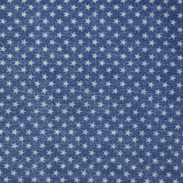 Estrellas Jeans, Tela de algodón imitando al tejido de jeans en color azul con estrellas — vista 1