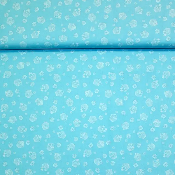 Cupcake azul, Tela azul con cupcakes en blanco — vista 1