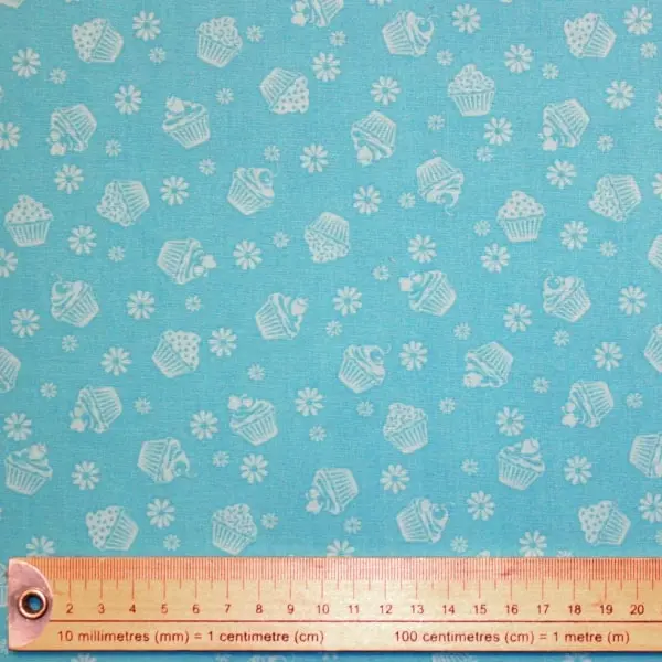 Cupcake azul, Tela azul con cupcakes en blanco — vista 2