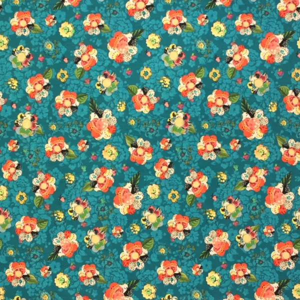 Ramilletes, Ramilletes de flores sobre fondo estampado en tonos turquesa — vista 1