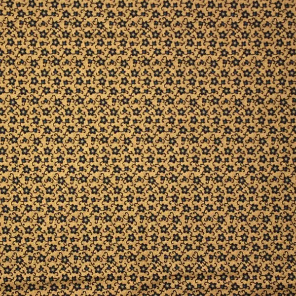 Henderson 20517, Tela de la colección Henderson Street fondo ocre con flores en azul y negro — vista 1