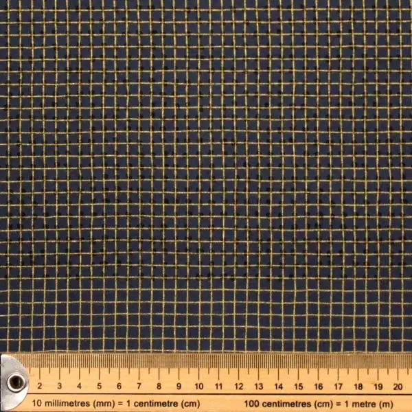 Metallic Col 453, Tela de la colección CF Metallic de fondo azul con cuadros de color dorado — vista 2