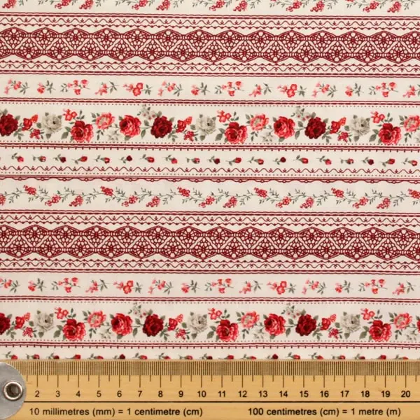 Cenefa Granate, Cenefas de flores en granate. Colección Ellie Roses de Stof Fabrics — vista 2