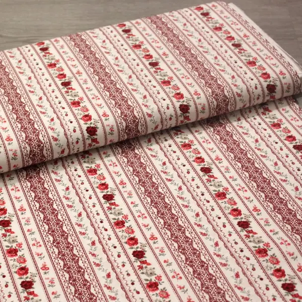 Cenefa Granate, Cenefas de flores en granate. Colección Ellie Roses de Stof Fabrics — vista 3