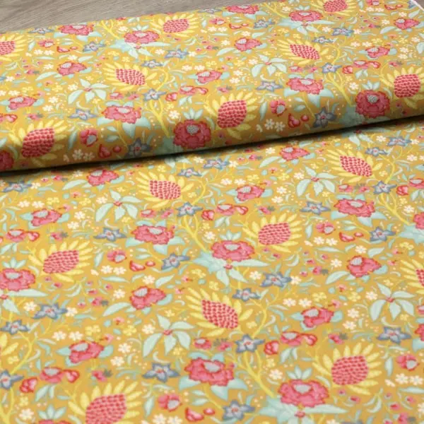 Flower Mustard, Tela Tilda Flowertangle Mustard - colección Bloomsville - Ref 100516 — vista 3