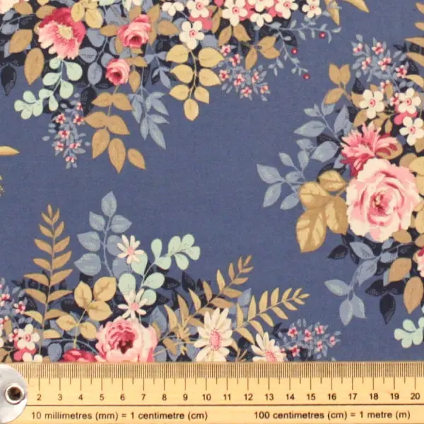 Whimsyflower Blue, Tela Tilda - colección Chic Escape, mod Whimsyflower Blue - Ref 100449 — vista 2