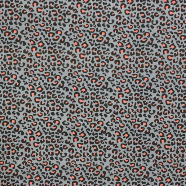 Leopardo Coral, Estampado piel de leopardo moteado coral y fondo gris — vista 1