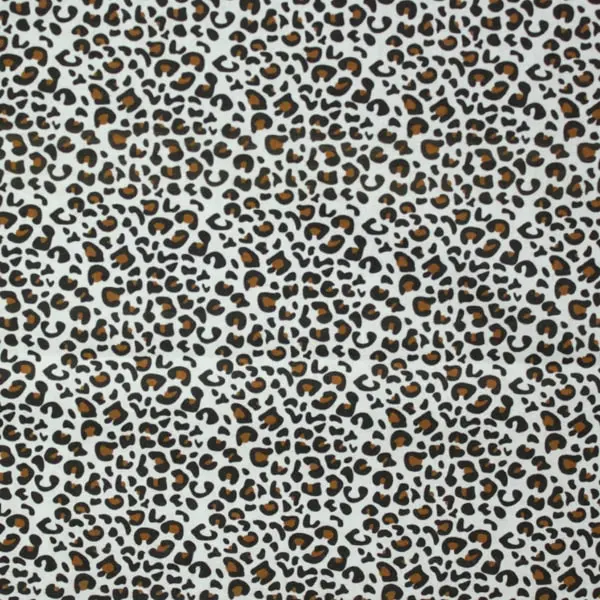 Leopardo Marrón, Estampado piel de leopardo moteado marrón y fondo blanco roto — vista 1