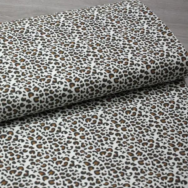 Leopardo Marrón, Estampado piel de leopardo moteado marrón y fondo blanco roto — vista 3