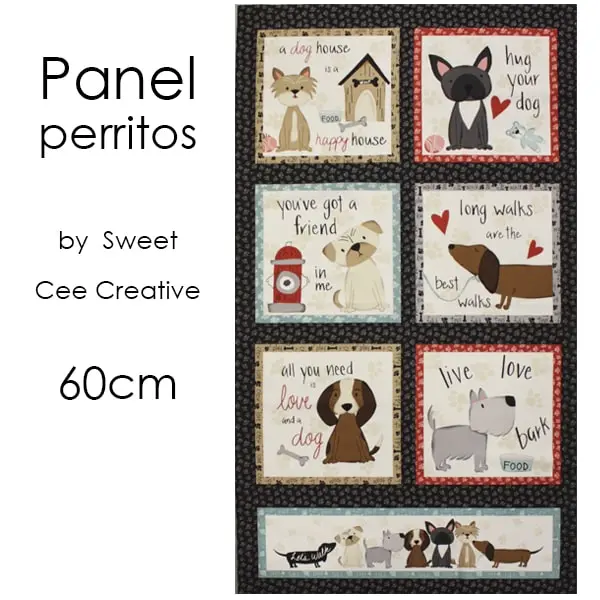 Panel Perritos, Panel de 60cm estampado con imágenes de diferentes perritos.  — imagen 1