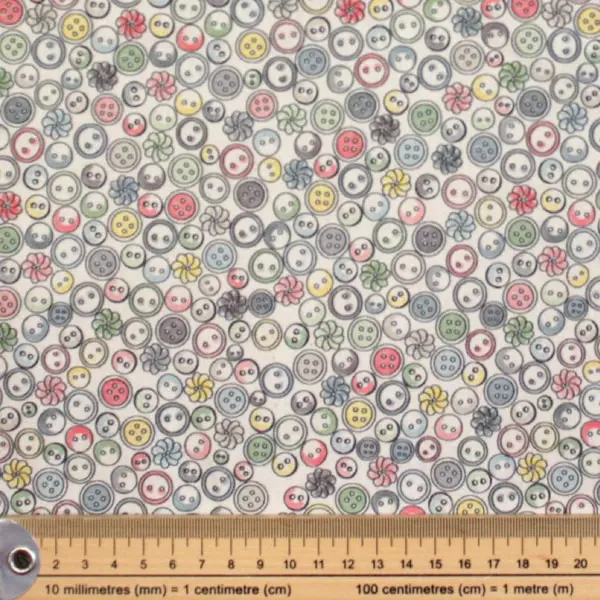 Botones, Tela estampada con botones en tonos pastel — vista 2