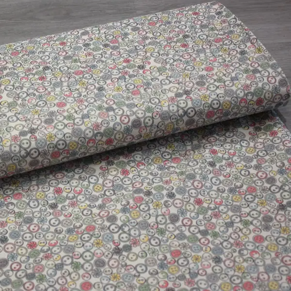 Botones, Tela estampada con botones en tonos pastel — vista 3