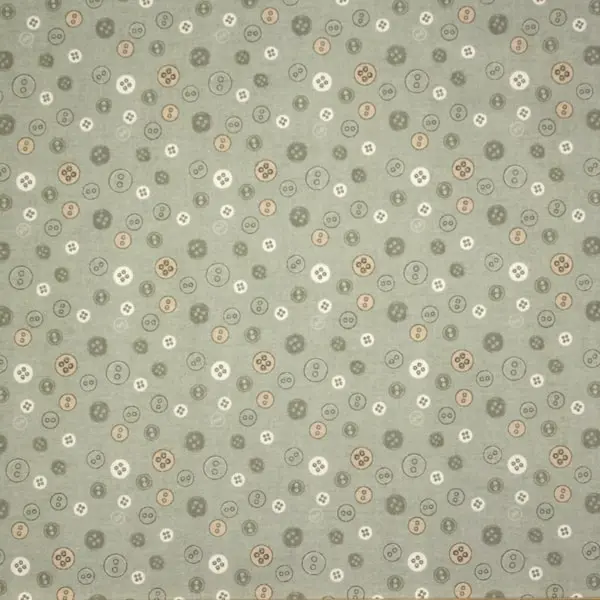 Costura Botones, Tela con fondo verde estampada con botones de diferentes colores — vista 1