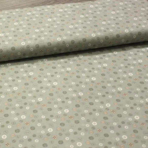 Costura Botones, Tela con fondo verde estampada con botones de diferentes colores — vista 3